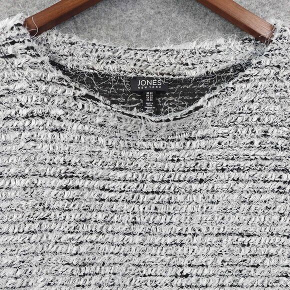 Jones New York Sweater Womens 2X Gray Eyelash Boucle Knit Pullover 3/4 Sleeve - Picture 3 of 9
